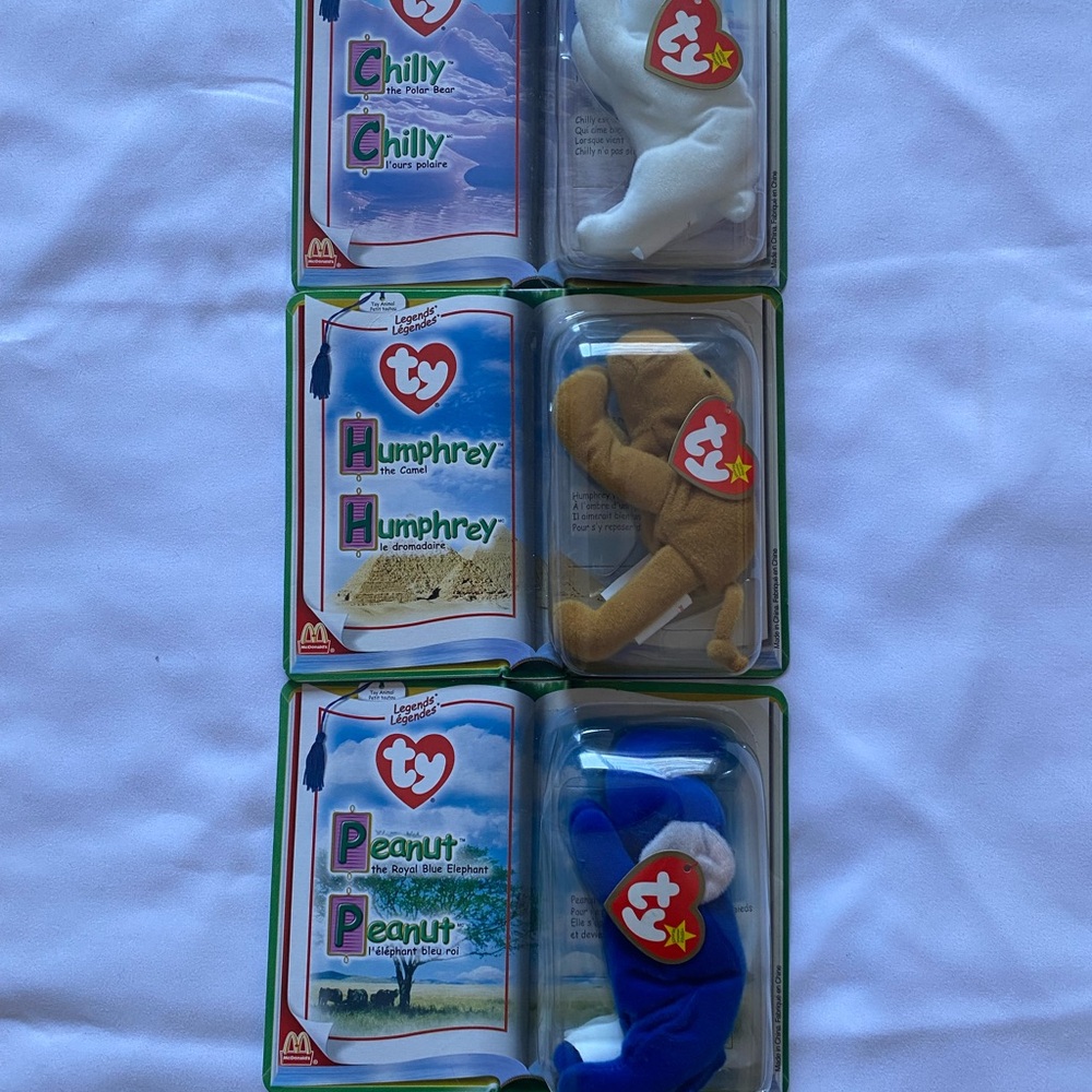 Ty Beanie Babies Chilly, Humphrey, and Peanut Set